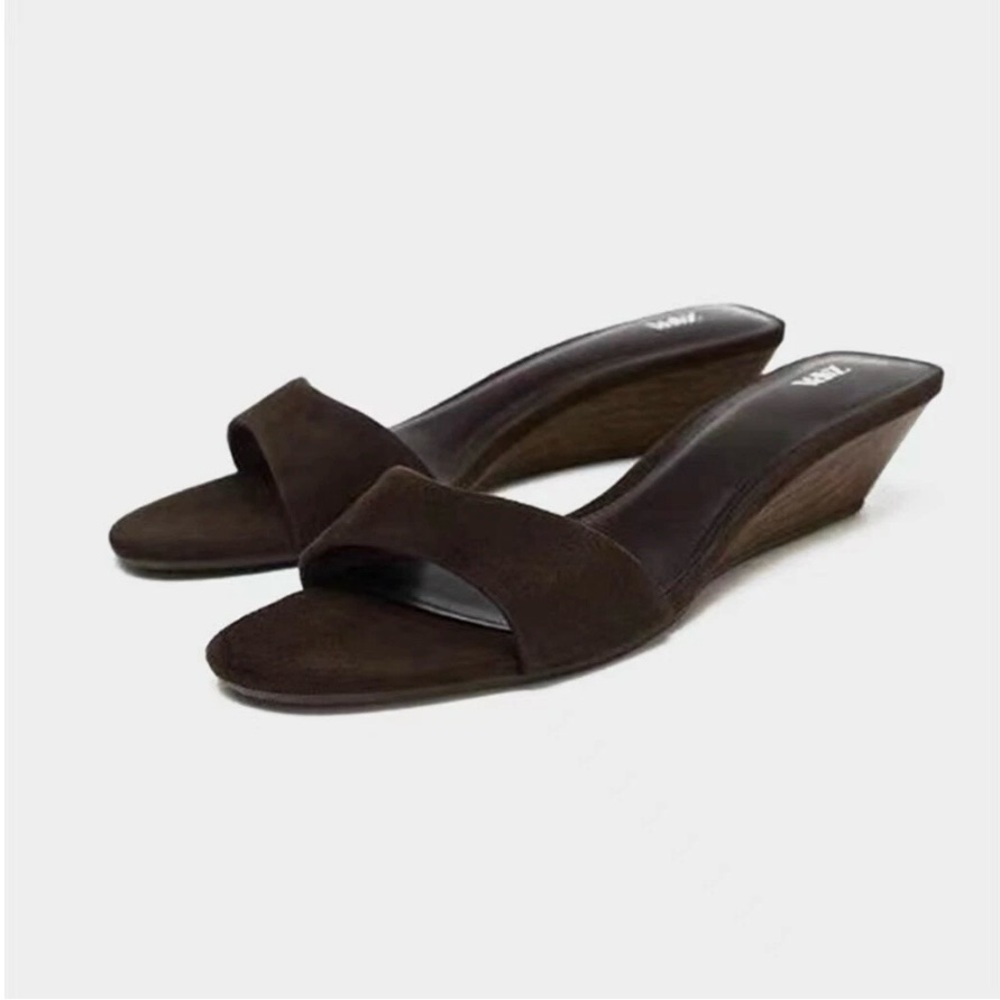 NOWT Zara Chocolate Suede Mules